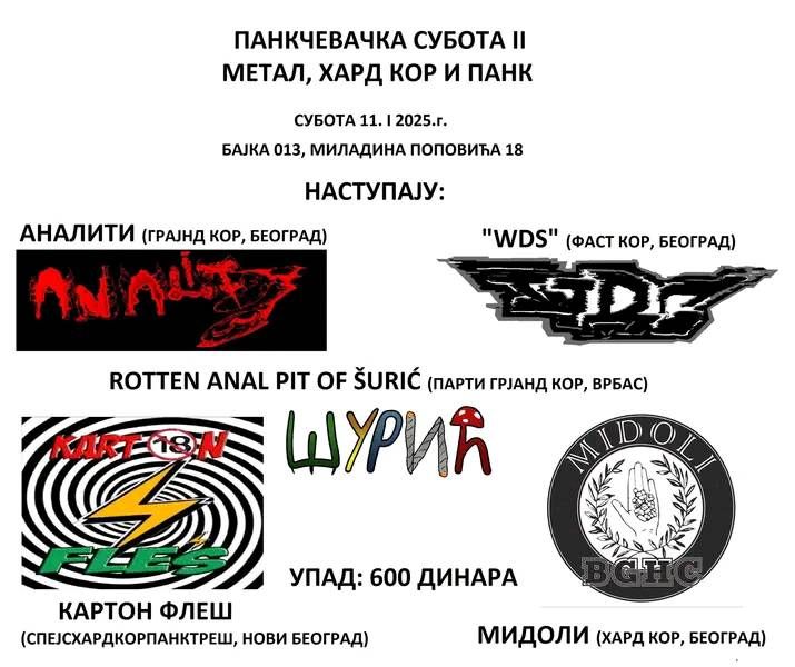 Metal, Hard Core i Punk subota u Pančevu 11.1.2025.