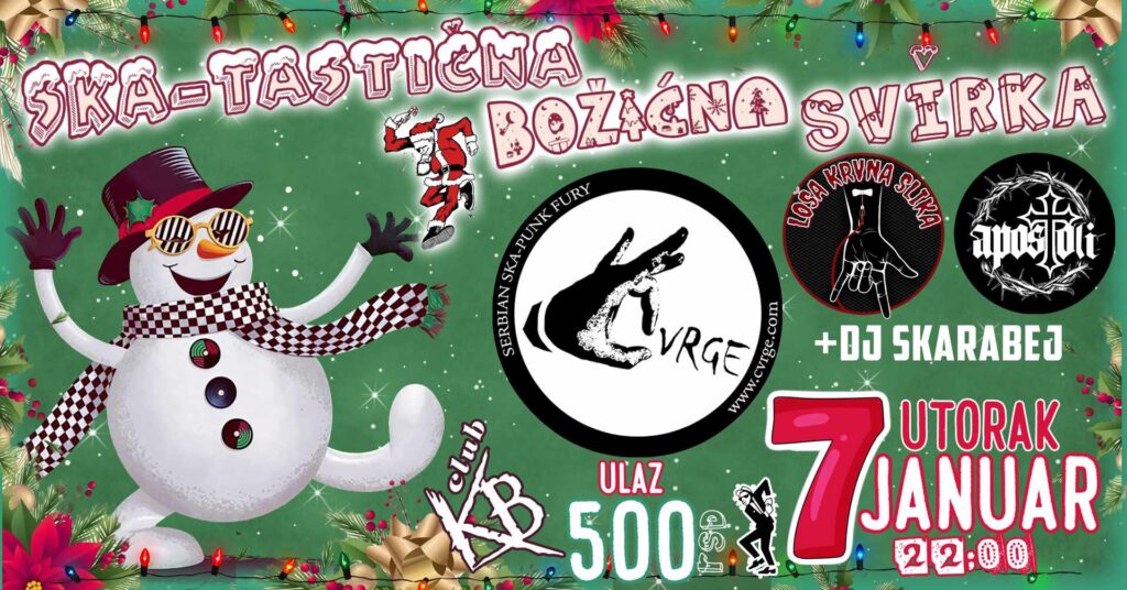 Božićna svirka 7.1. u Klubu KB u Požarevcu