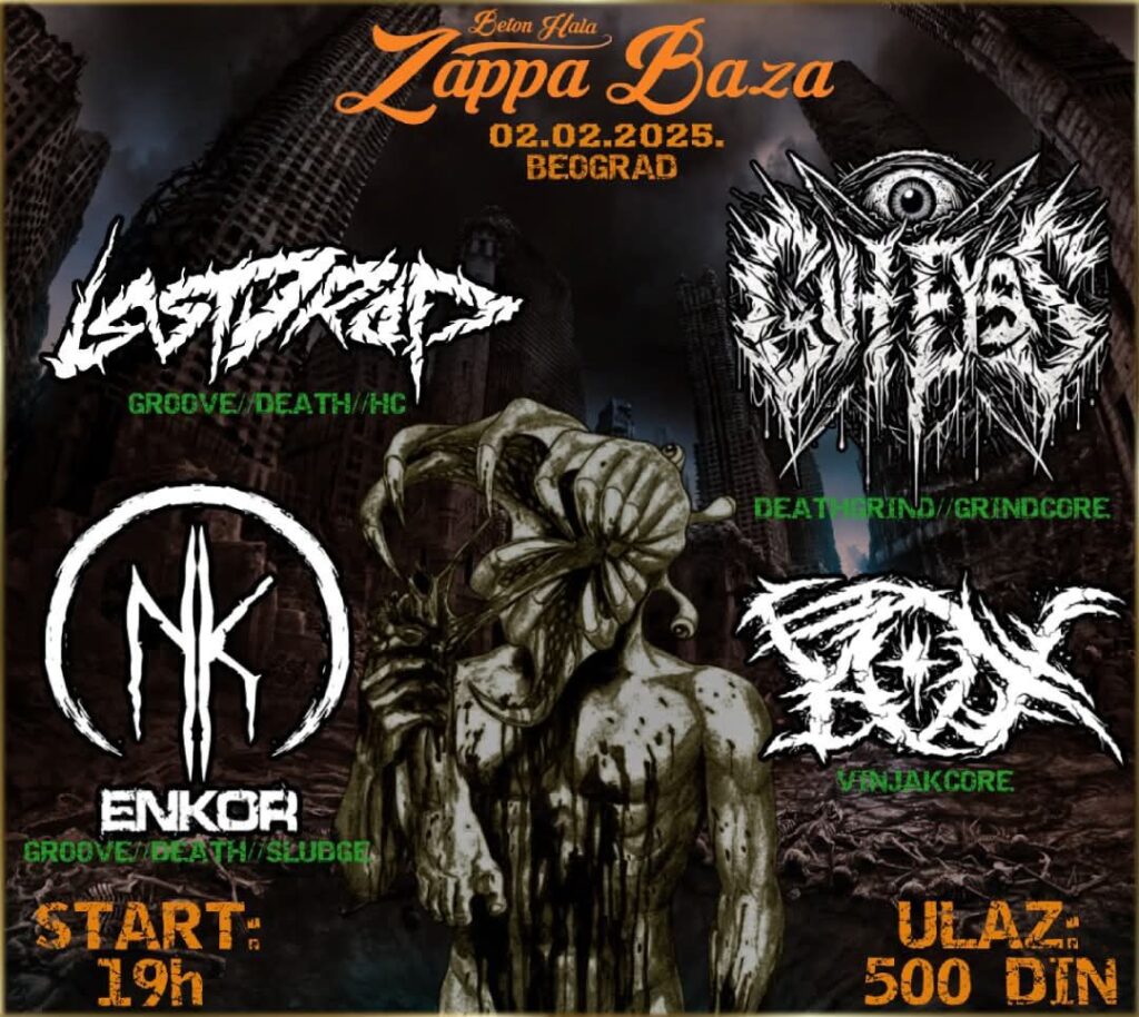 Nastup četiri metal benda u nedelju 2. februara u Zappa Bazi