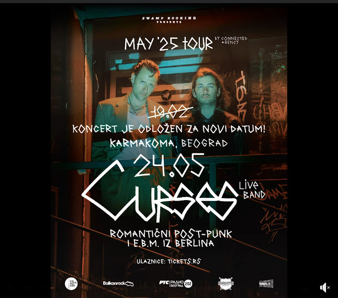 Odložen beogradski koncert benda Curses