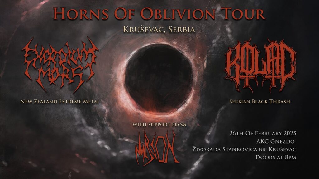 Kolac (RS), Exodium Mors (NZ) i Arson (RS) 26.2. u AKC Gnezdu u Kruševcu