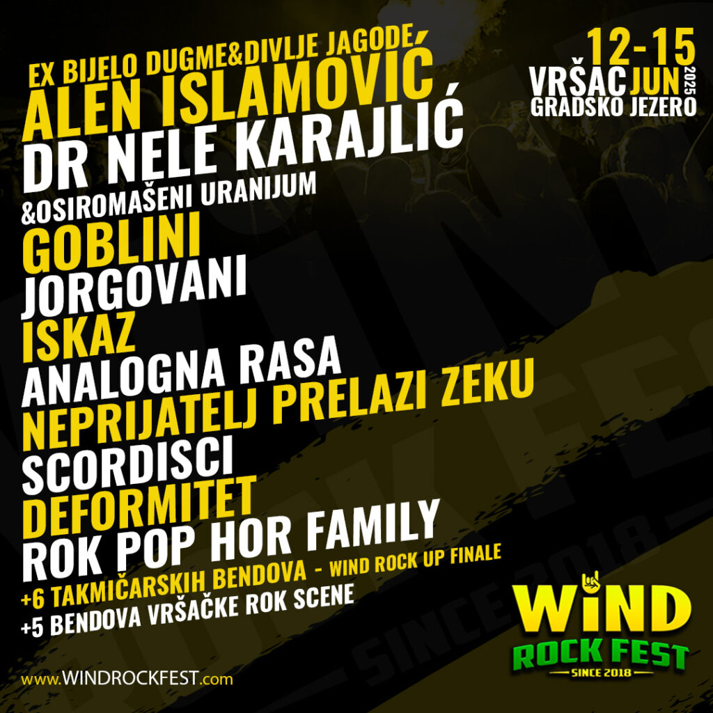 🆕WIND ROCK FEST 2025📆12. – 15. jun | 📍Gradsko jezero, Vršac