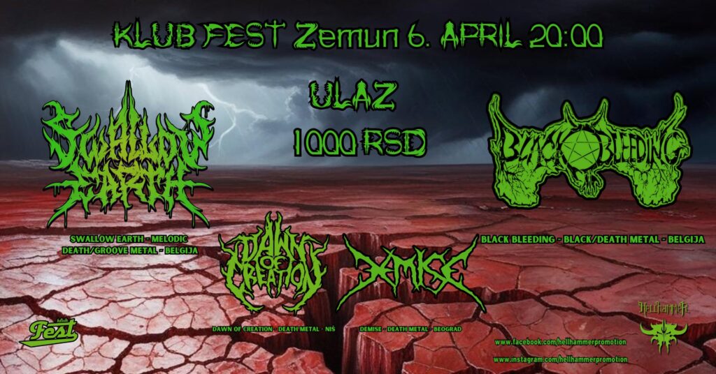 Swallow Earth i Black Bleeding 6.4. u klubu Fest