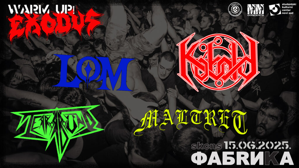 Zvanično zagrevanje pred nastup legendarnog thrash metal benda EXODUS u SKCNS Fabrici
