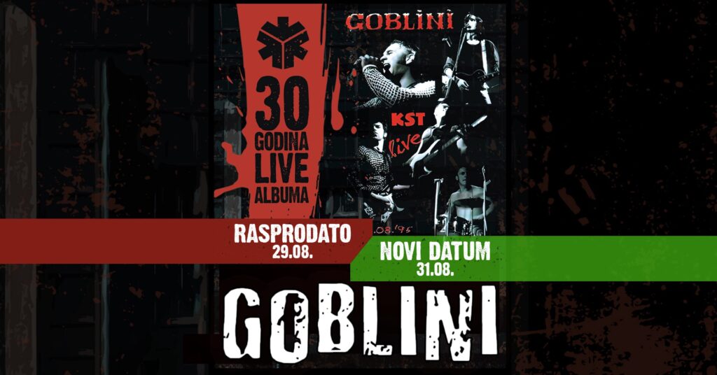 Dodatni koncert Goblina 31. avgusta u bašti KSTa