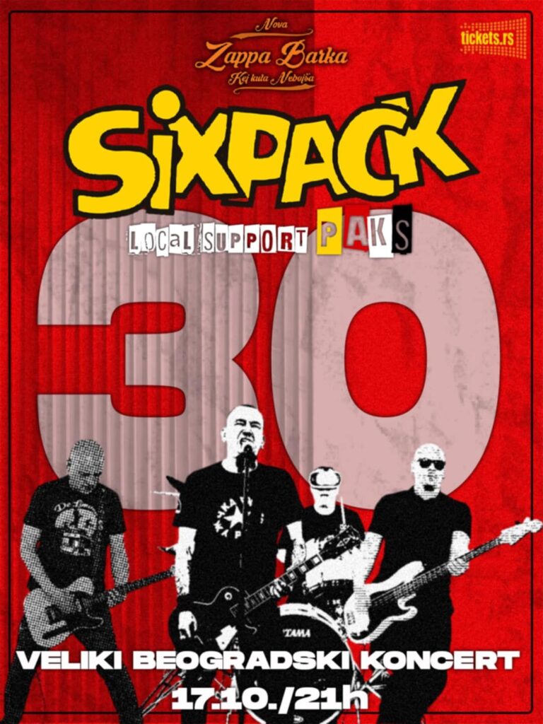 Veliki Beogradski Koncert grupe Six Pack na Zappa Barci u petak 17. oktobra