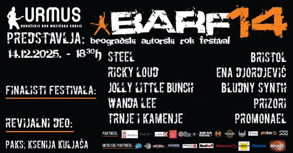 Finale BARF14 u nedelju u Domu omladine – objavljena satnica festivala