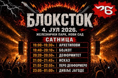Objavljena zvanična satnica Blokstok festivala