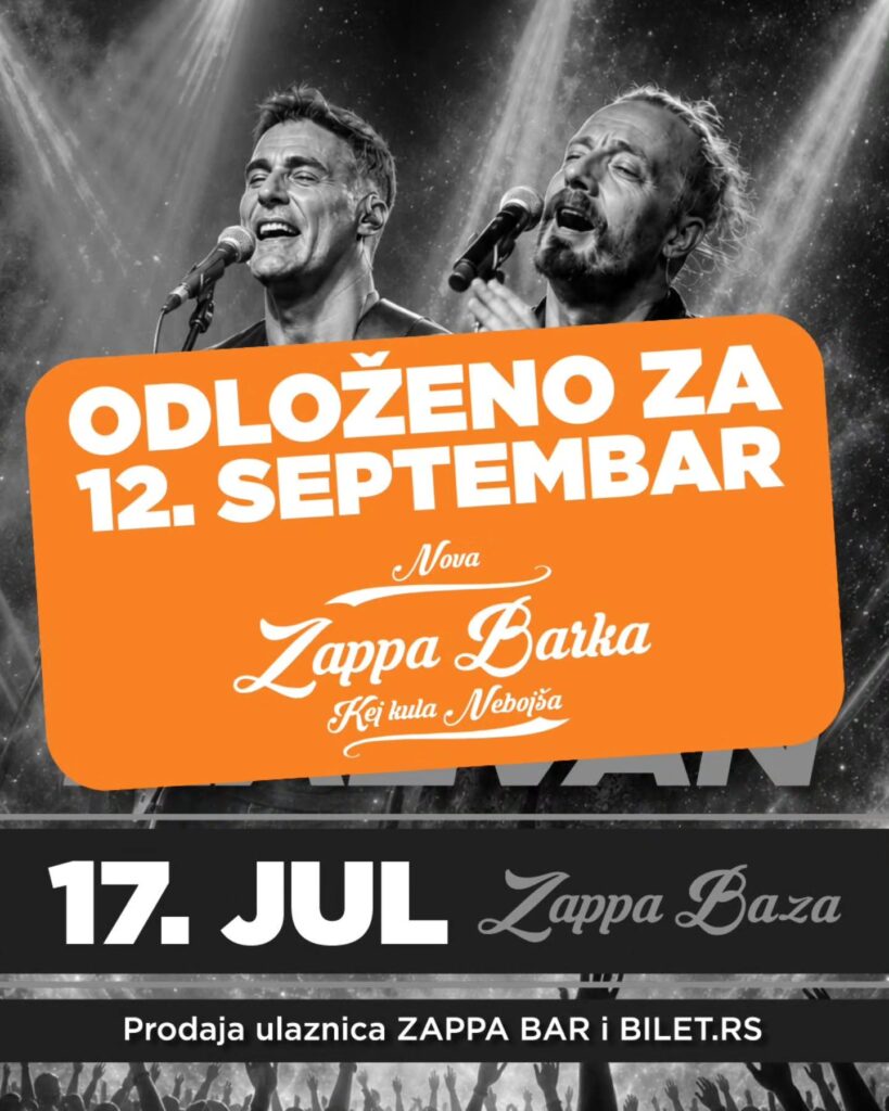Koncert benda Ničim Izazvan odložen za 12. septembar